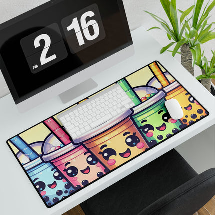 Cute Boba tea and friends design themed Desk Mats