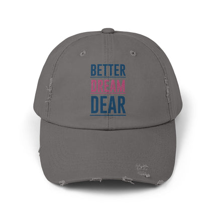 Unisex Distressed Cap mit Typografie-Motiven 