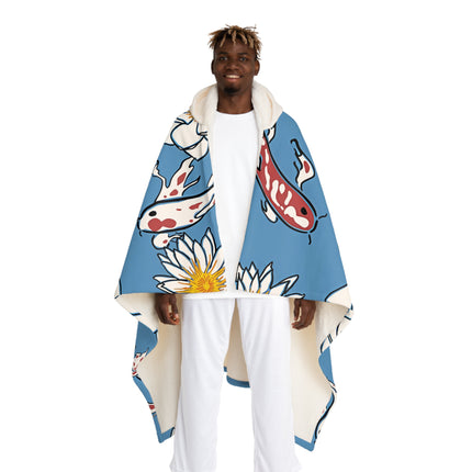 Blau mit weißem Blumenmuster Design Themen Kapuze Sherpa Fleece Decke 