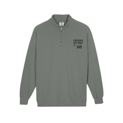 Cruisin' My Way Personalised age '60' Quarter-Zip Sweatshirt