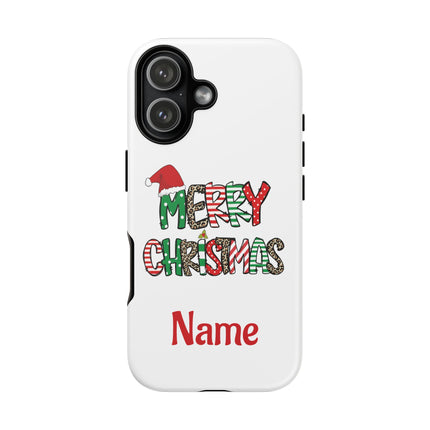 Merry Christmas Phone Case — Festive Santa Hat & Candy Cane Design Tough Case