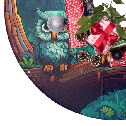 Cute Owl and its Family design themed Christmas Tree Skirts
