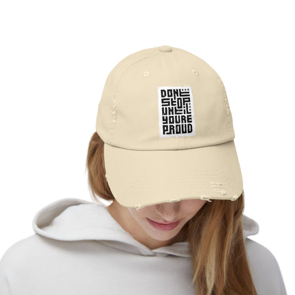 Unisex Distressed Cap mit Typografie-Motiven 