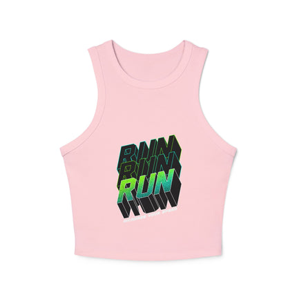 Damen Micro Rib Racer Tank Top mit Typografie-Motiven