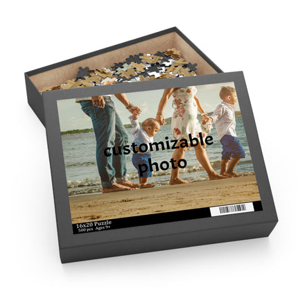 Custom Photo Puzzle — Personalized Family Beach Jigsaw (120/252/500 Piece)