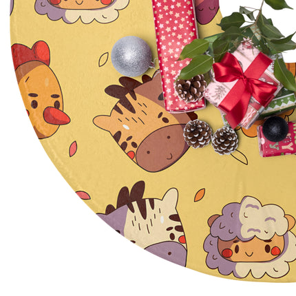Cute Chicken and Friends Pattern design themed Christmas Tree Skirts