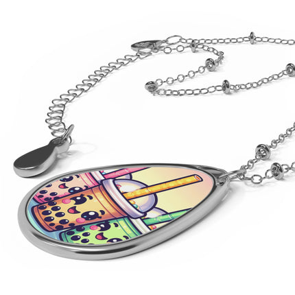 Süße Boba Tee und Freunde Design Themen Oval Halskette 