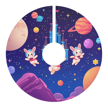 Adorable Bunnies in Space design themed Christmas Tree Skirts