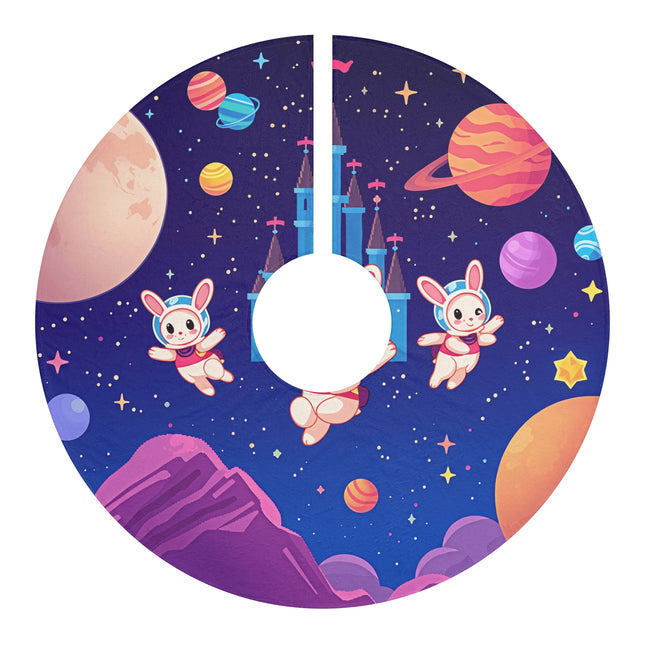 Adorable Bunnies in Space design themed Christmas Tree Skirts