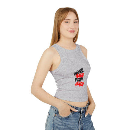 Damen Micro Rib Racer Tank Top mit Typografie-Motiven