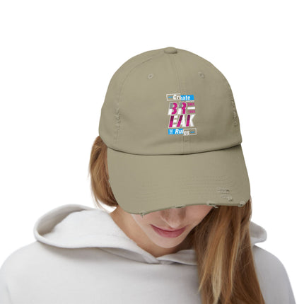 Unisex Distressed Cap mit Typografie-Motiven 