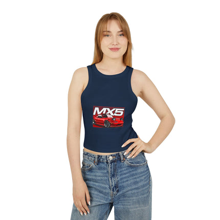 Damen Micro Rib Racer Tank Top mit Auto-Enthusiasten-Motiv
