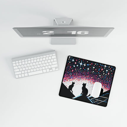 Cat sitting on the roof design themed Desk Mats