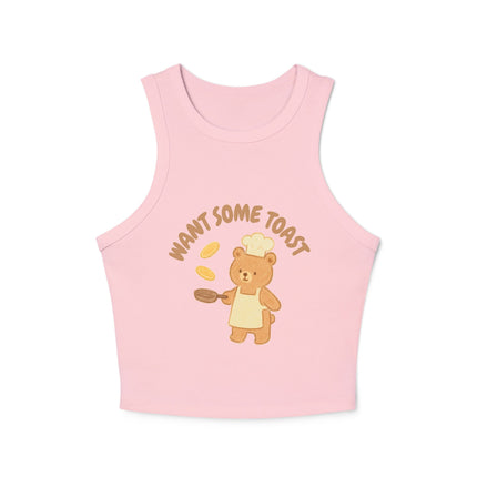 Want Some Toast Graphic designed Women's Micro Rib Racer Tank Top