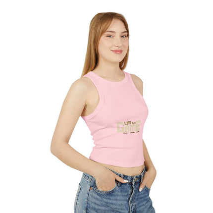 Damen Micro Rib Racer Tank Top mit Typografie-Motiven