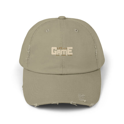 Unisex Distressed Cap mit Typografie-Motiven 