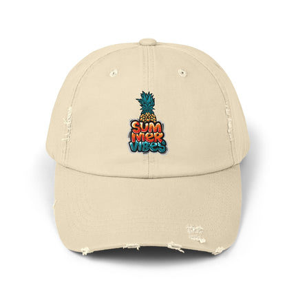 Unisex Distressed Cap mit Typografie-Motiven