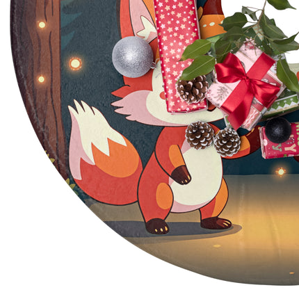 Cute 2 Fox design themed Christmas Tree Skirts