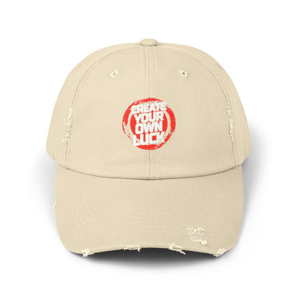 Unisex Distressed Cap mit Typografie-Motiven 