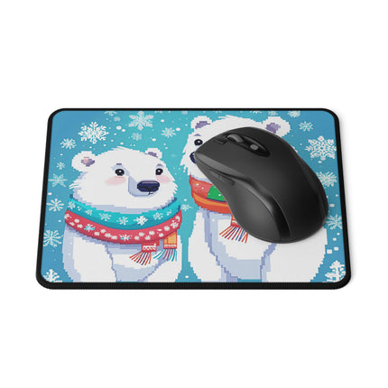 Niedliches rutschfestes Gaming-Mauspad mit zwei Eisbären, die Schnee genießen