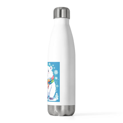 Cute 2 Polar Bear enjoys Snow design themed 20oz Insulated Bottle
