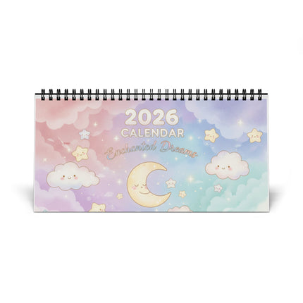 2026 Enchanted Dream Desktop Calendar — Kawaii Art Grid Planner