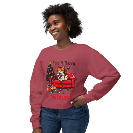 Christmas themed Unisex Lightweight Crewneck Sweatshirt