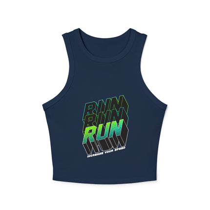 Damen Micro Rib Racer Tank Top mit Typografie-Motiven