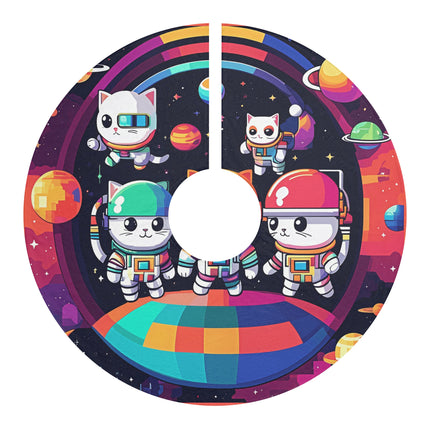 Cute Group of Cats in Space Christmas Tree Skirts