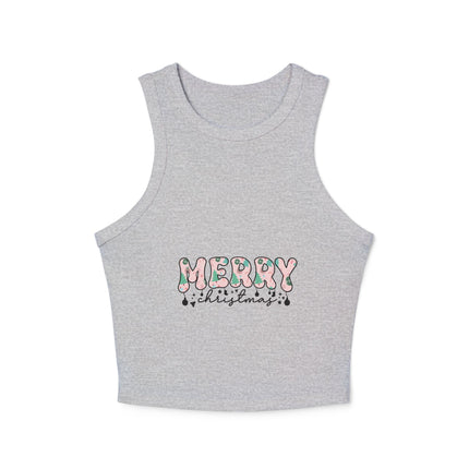 Christmas themed Women's Micro Rib Racer Tank Top