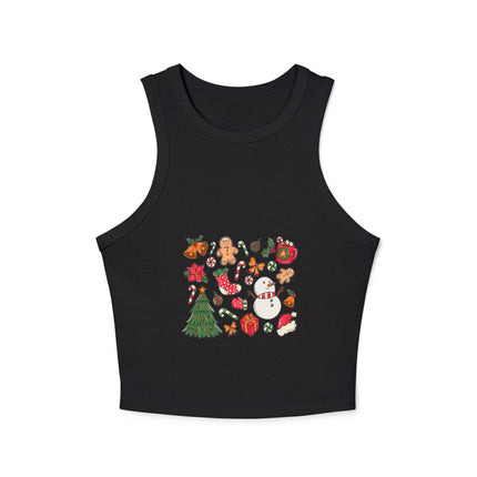 Christmas themed Women's Micro Rib Racer Tank Top