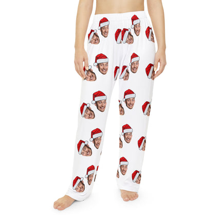 Personalized Face Santa Hat Pajama Pants — Custom Holiday Women's Lounge Pants
