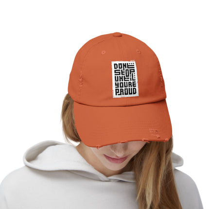 Unisex Distressed Cap mit Typografie-Motiven 