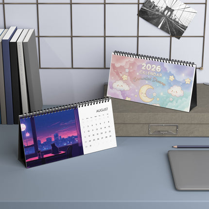 2026 Enchanted Dream Desktop Calendar — Kawaii Art Grid Planner