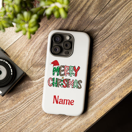 Merry Christmas Phone Case — Festive Santa Hat & Candy Cane Design Tough Case