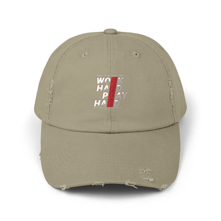 Unisex Distressed Cap mit Typografie-Motiven 