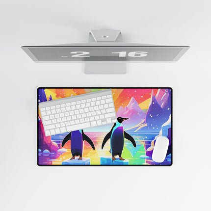Niedliche Schreibtischmatten mit 2 Pinguinen, die das Design genießen 