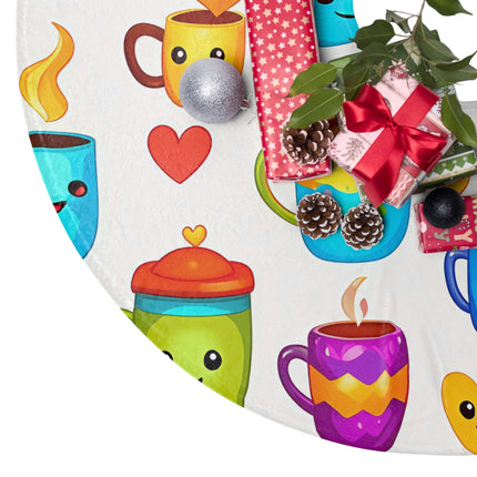 Cute group of Colourful Cups Pattern design themed Christmas Tree Skirts
