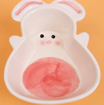 Ceramic Pet Bowl for Rabbit and Cat with Carrot Design