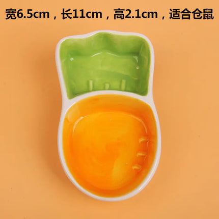 Ceramic Pet Bowl for Rabbit and Cat with Carrot Design