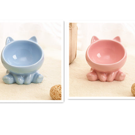 Ceramic Cat Bowl Cat Bowl Cat Food Bowl Neck Guard Oblique Mouth Dog Bowl Pet Bowl